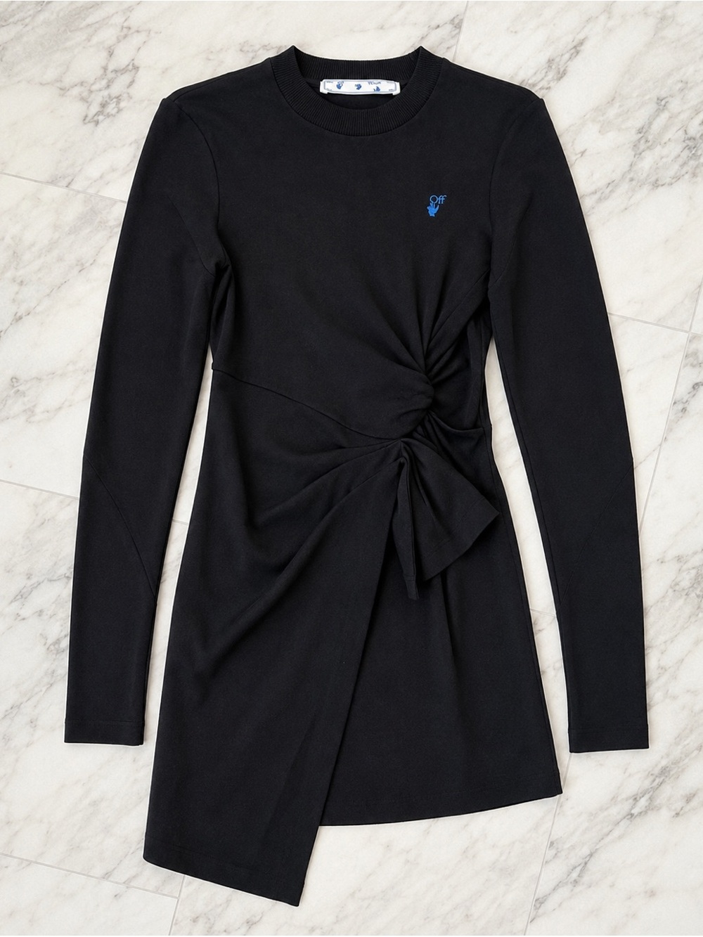 Off-White Mariacarla Wrap Dress Black Size 38 Knot Detail Mini Like New (US 4-6) - Picture 5 of 12